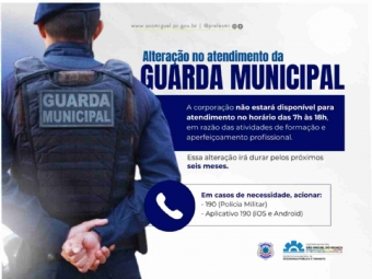 Guarda Municipal terá alteração de atendimento durante período de capacitação
