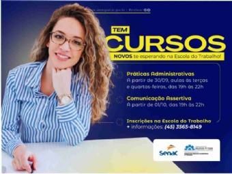 Escola do Trabalho abre inscrições para cursos gratuitos de Práticas Administrativas e Comunicação Assertiva