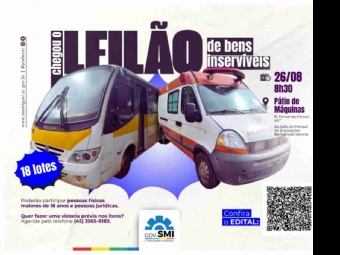 Governo Municipal vai realizar leilão de bens inservíveis com 18 lotes disponíveis