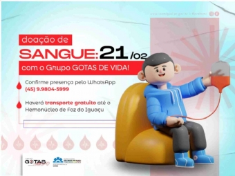Grupo Gotas de Vida convida comunidade para doação de sangue neste sábado (21)