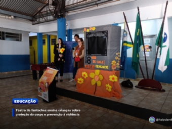 Teatro de fantoches ensina crianças sobre proteção do corpo e prevenção à violência