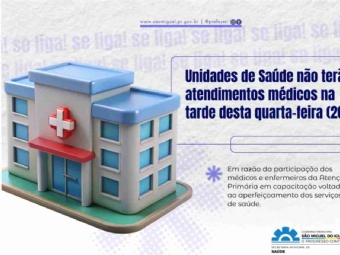 Unidades de Saúde não terão atendimentos médicos na tarde desta quarta-feira (20)