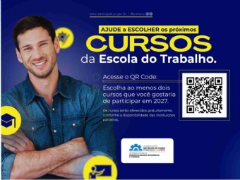 Governo Municipal abre consulta para escolha de cursos da Escola do Trabalho para 2027