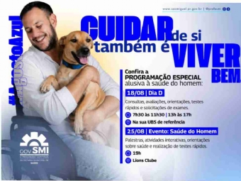 Agosto Azul terá programação voltada à saúde do homem em São Miguel do Iguaçu